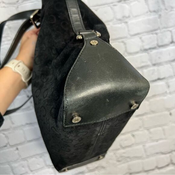 Vintage Celine black suede leather jacquard monogram tote bag - Picture 7 of 16